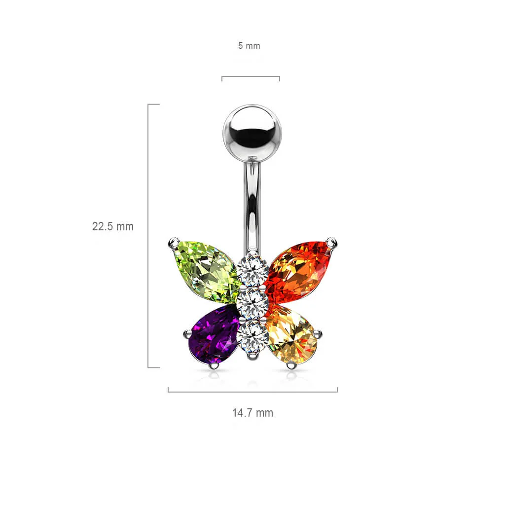 Piercing Nombril Papillon Zircone Argent - Image 3