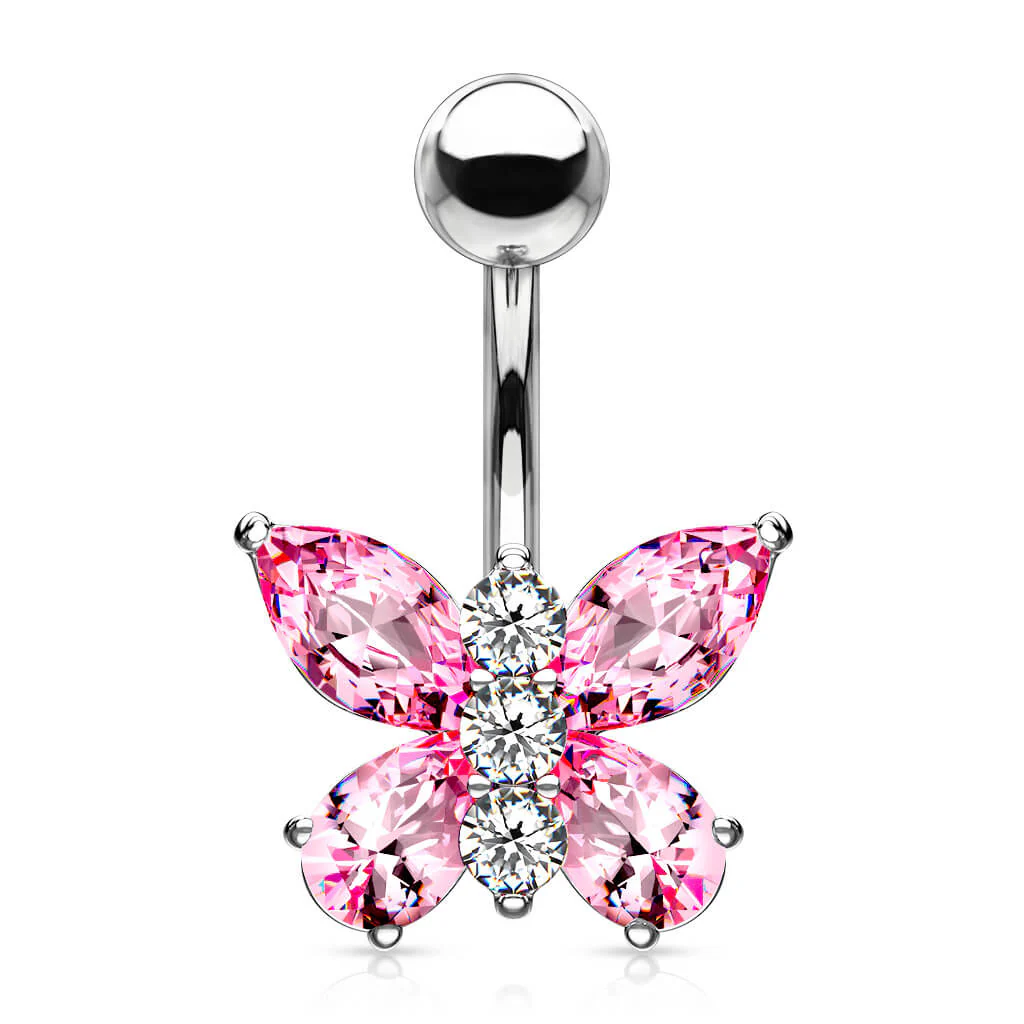 Piercing Nombril Papillon Zircone Argent - Image 4