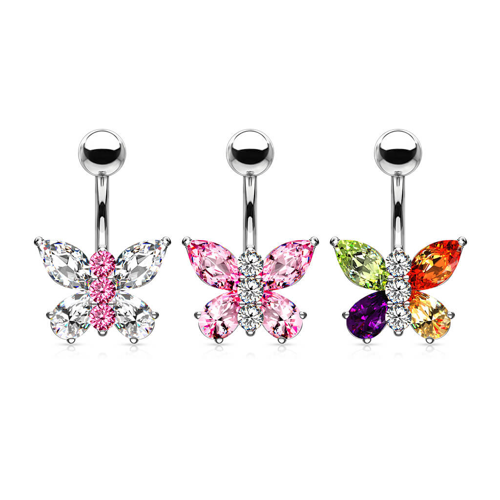 Piercing Nombril Papillon Zircone Argent - Image 5