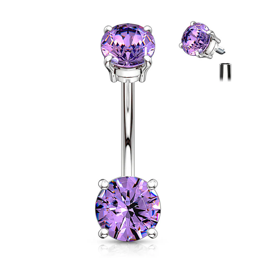 Piercing Nombril Zircone Filetage Interne - Image 10