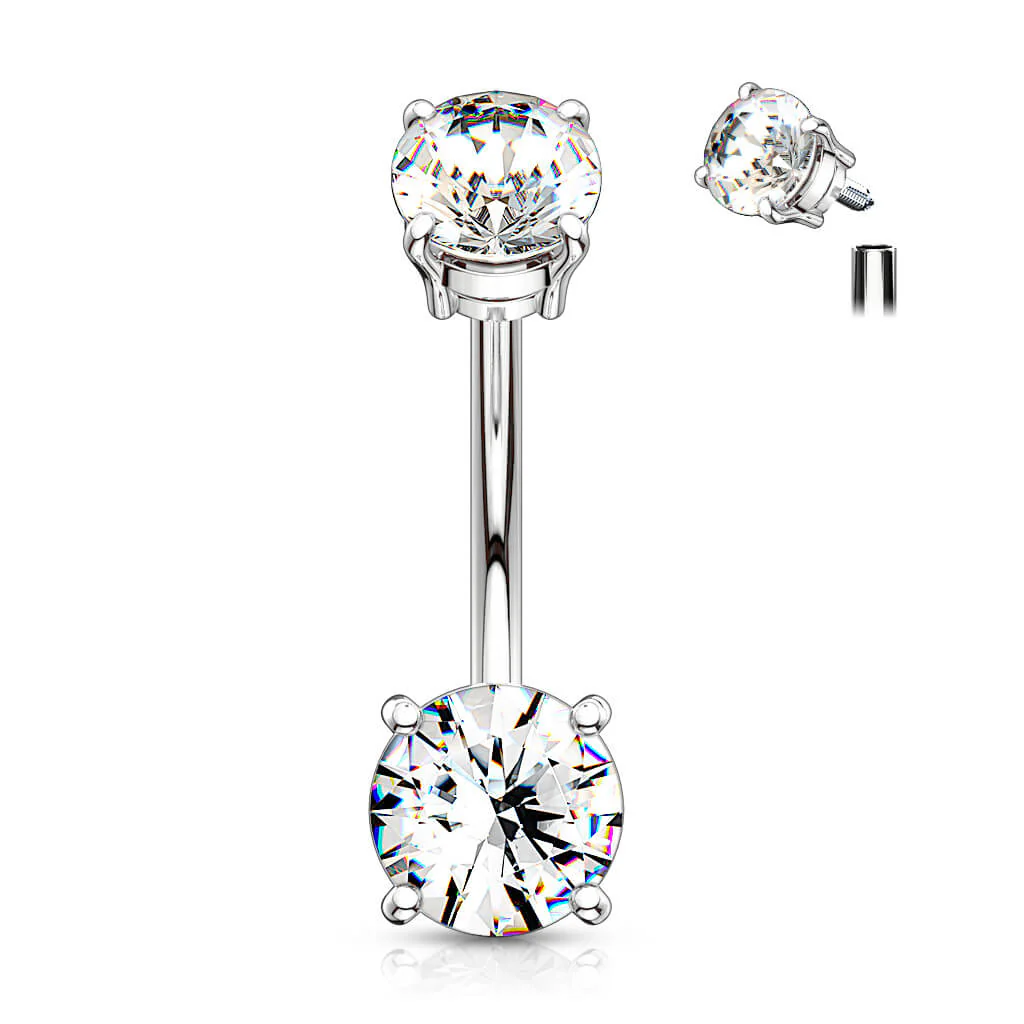 Piercing Nombril Zircone Filetage Interne - Image 2