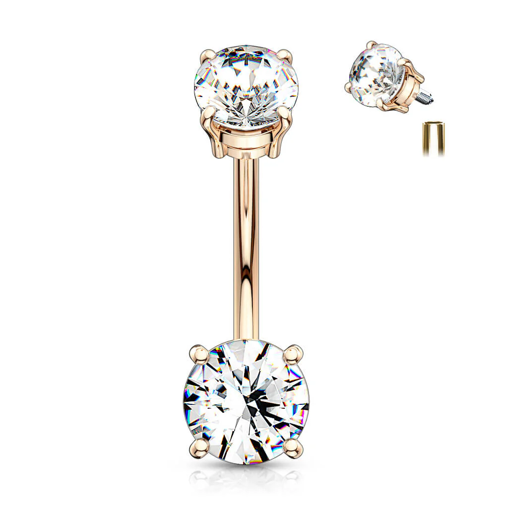 Piercing Nombril Zircone Filetage Interne - Image 9