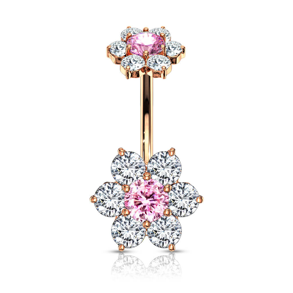 Piercing Nombril Fleur Zircone Filetage Interne - Image 10
