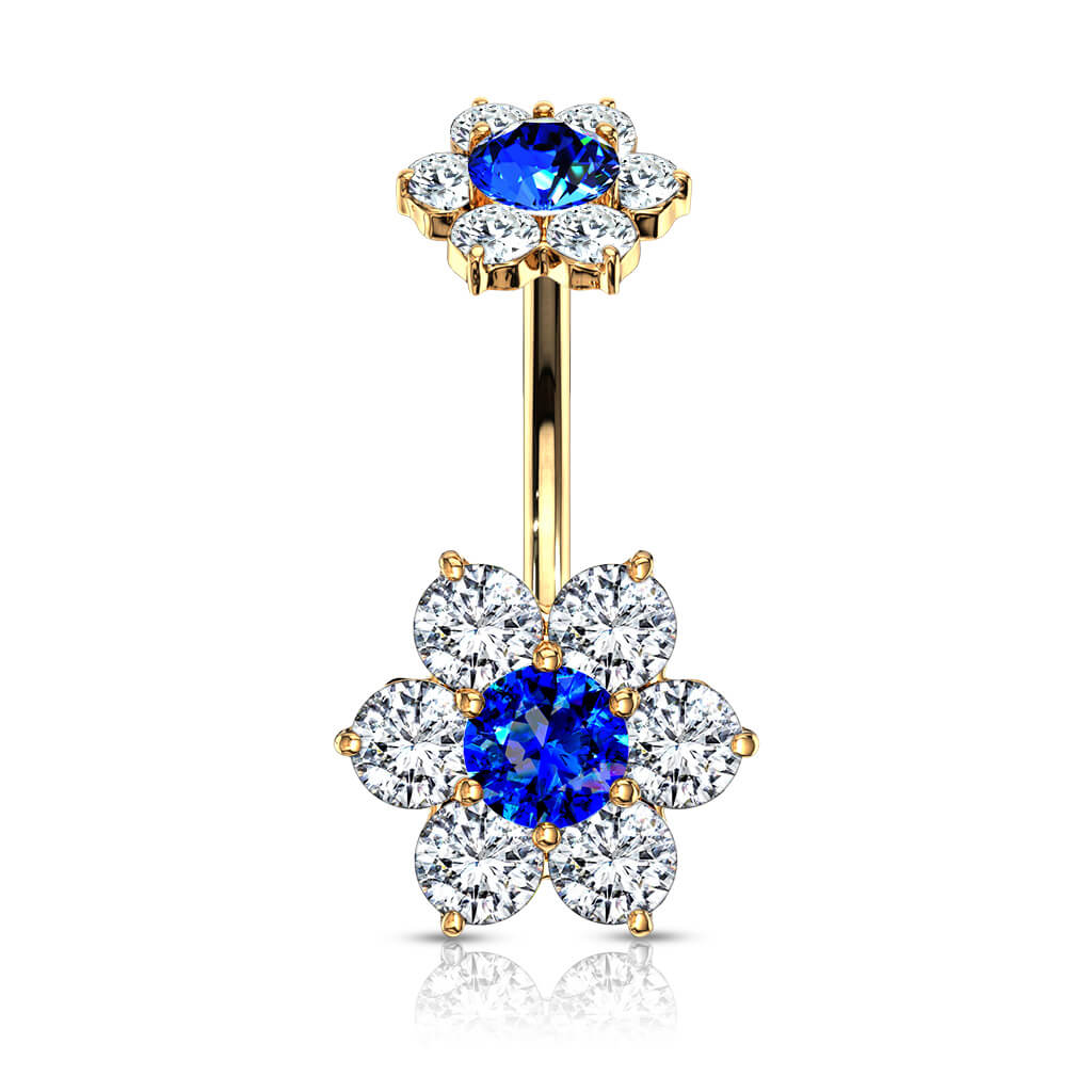 Piercing Nombril Fleur Zircone Filetage Interne - Image 4