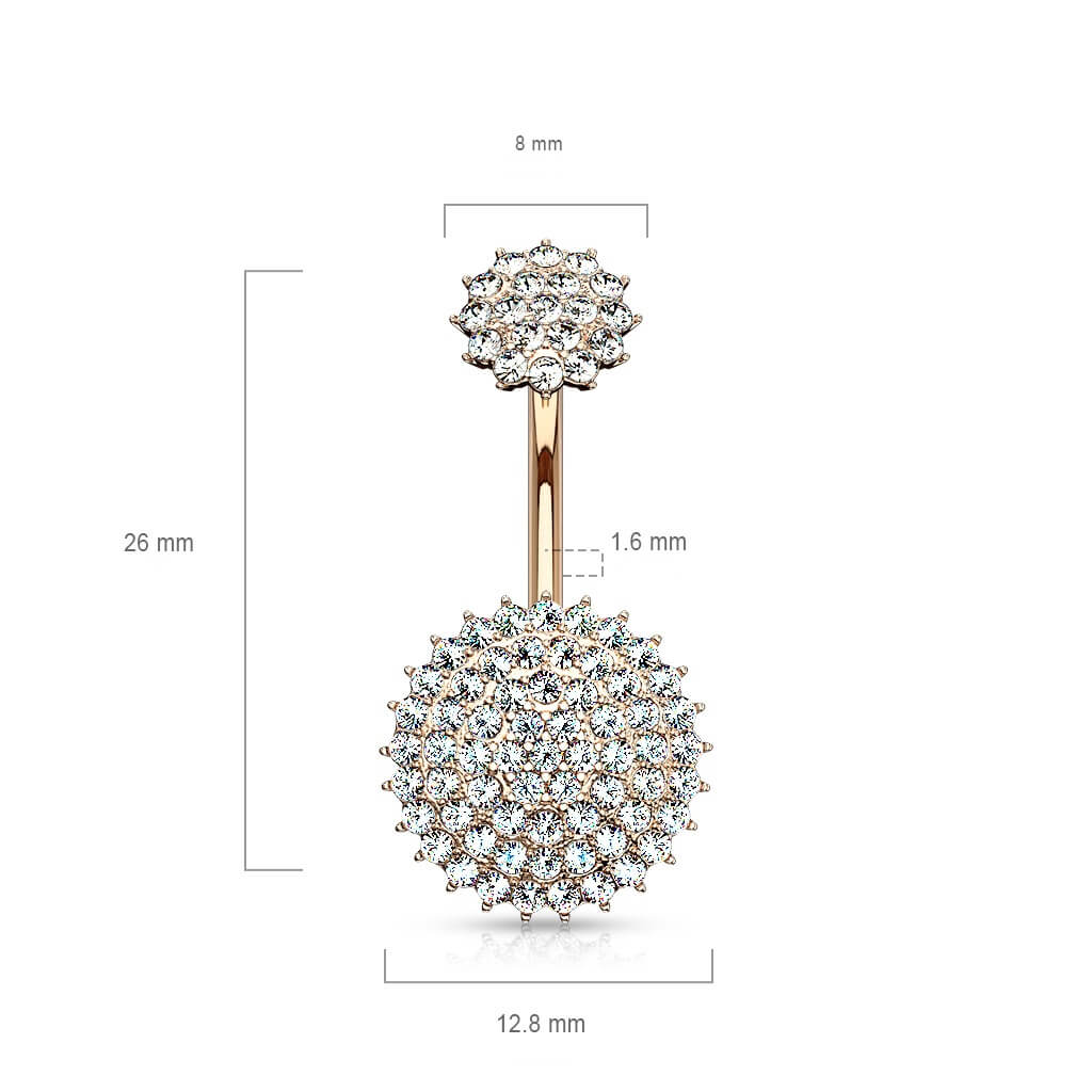 Piercing Nombril Bille Zircone Filetage Interne - Image 3