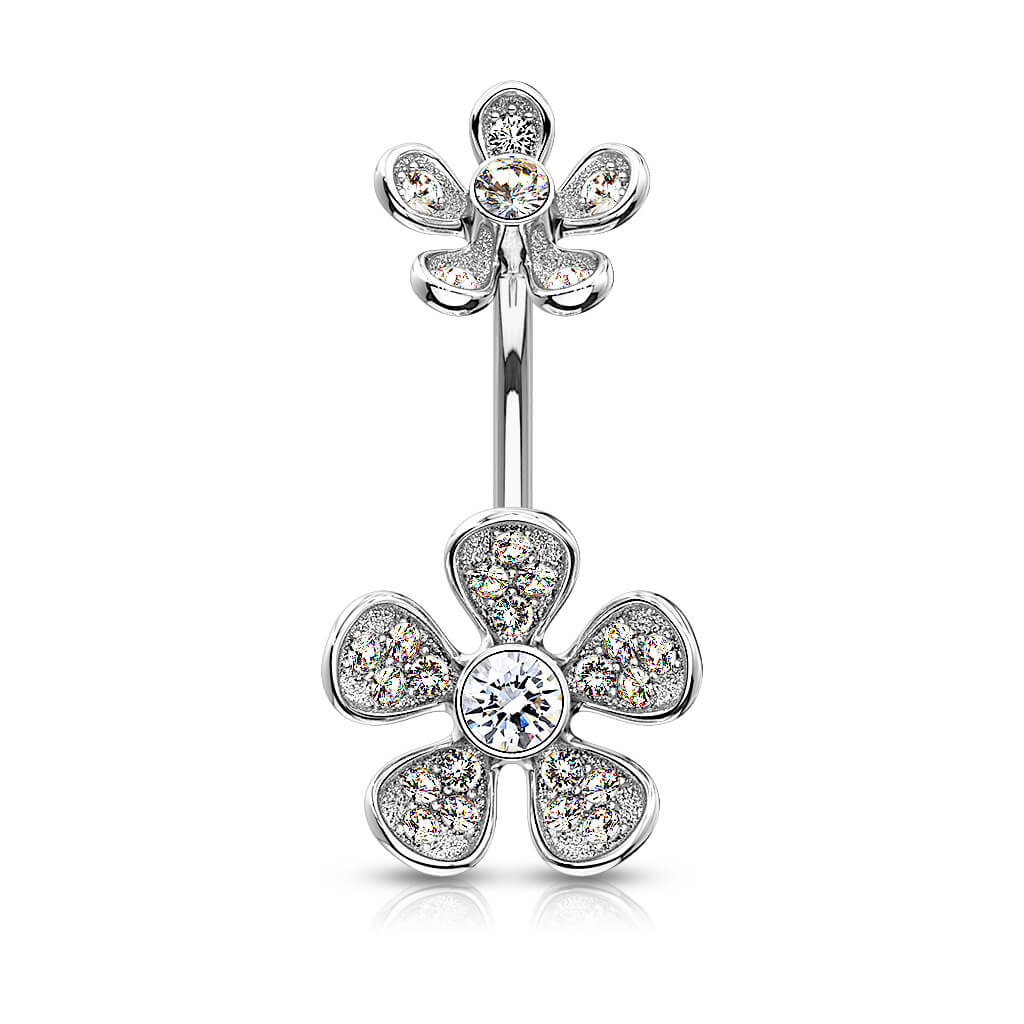 Piercing Nombril Fleur Zircone Filetage Interne - Image 2