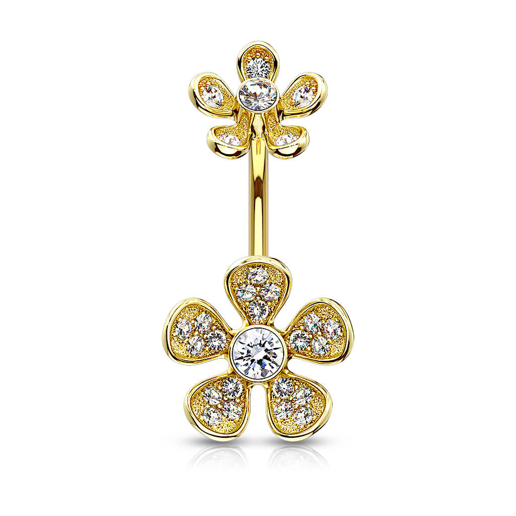 Piercing Nombril Fleur Zircone Filetage Interne - Image 4