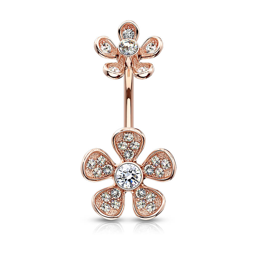 Piercing Nombril Fleur Zircone Filetage Interne - Image 8