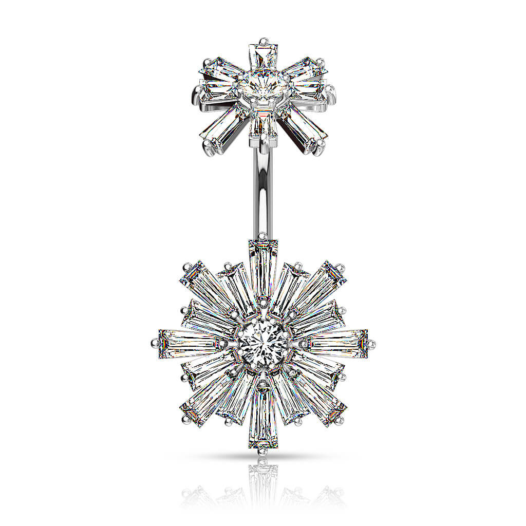 Piercing Nombril Fleur Zircone Filetage Interne - Image 2