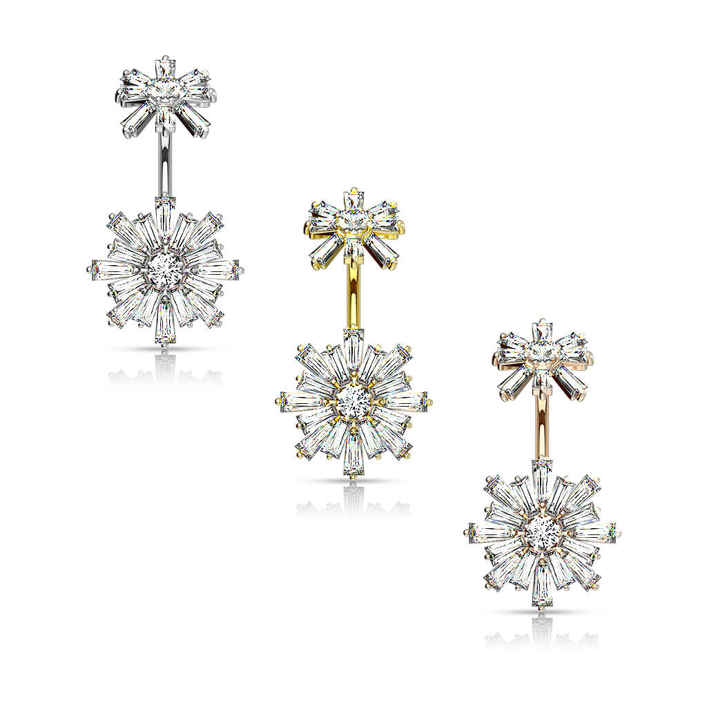 Piercing Nombril Fleur Zircone Filetage Interne - Image 4