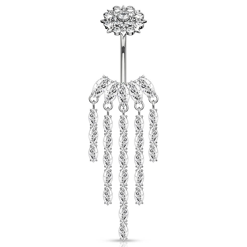 Piercing Nombril Pendentif Éventail Filetage Interne - Image 2
