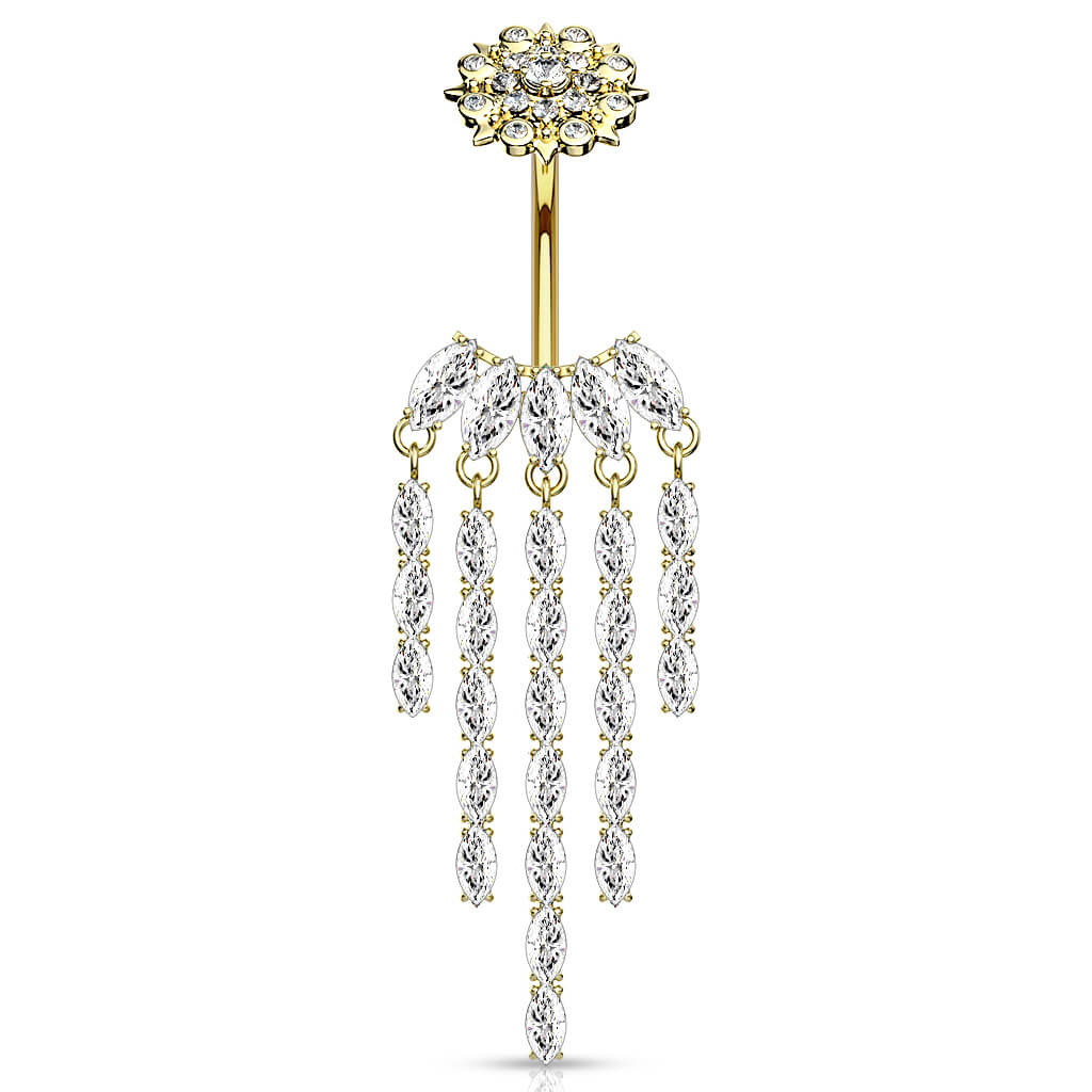 Piercing Nombril Pendentif Éventail Filetage Interne - Image 4