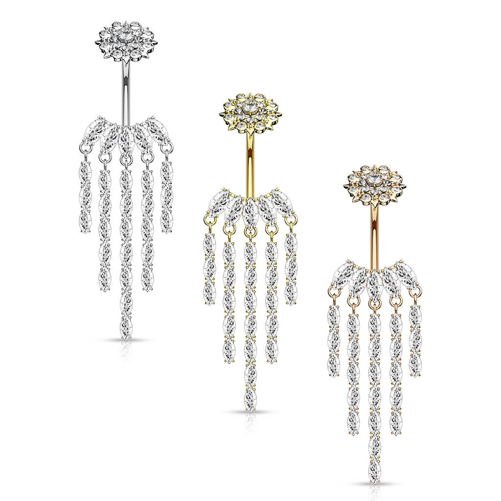 Piercing Nombril Pendentif Éventail Filetage Interne - Image 5