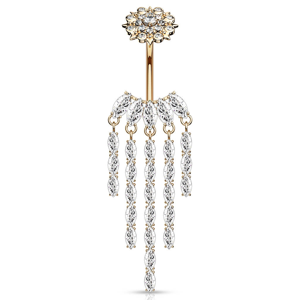 Piercing Nombril Pendentif Éventail Filetage Interne - Image 8