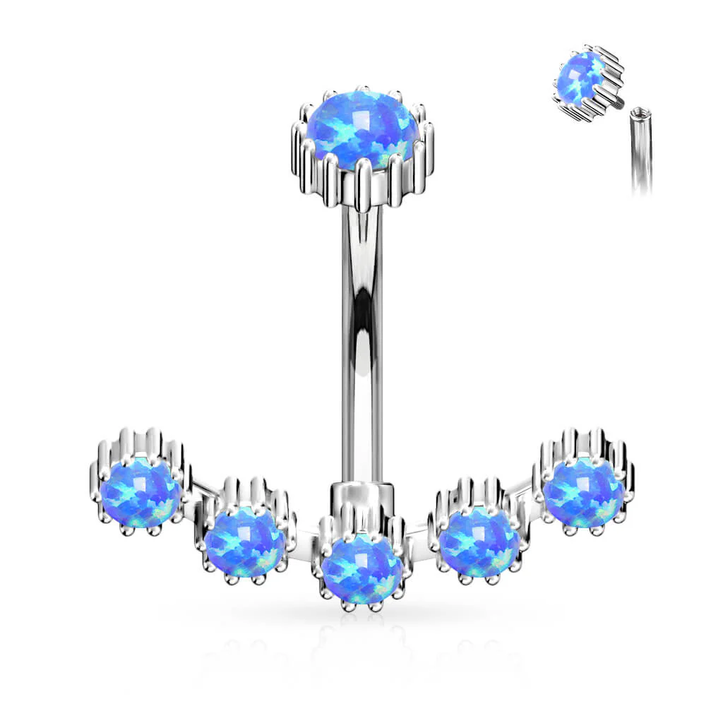 Piercing Nombril Opale Argent Filetage Interne - Image 2