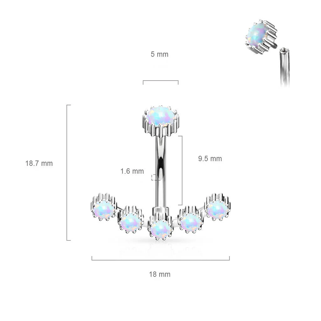 Piercing Nombril Opale Argent Filetage Interne - Image 3
