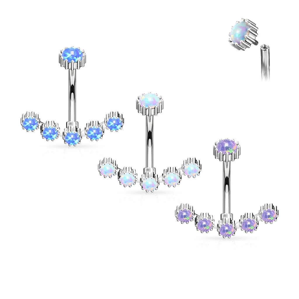 Piercing Nombril Opale Argent Filetage Interne - Image 5