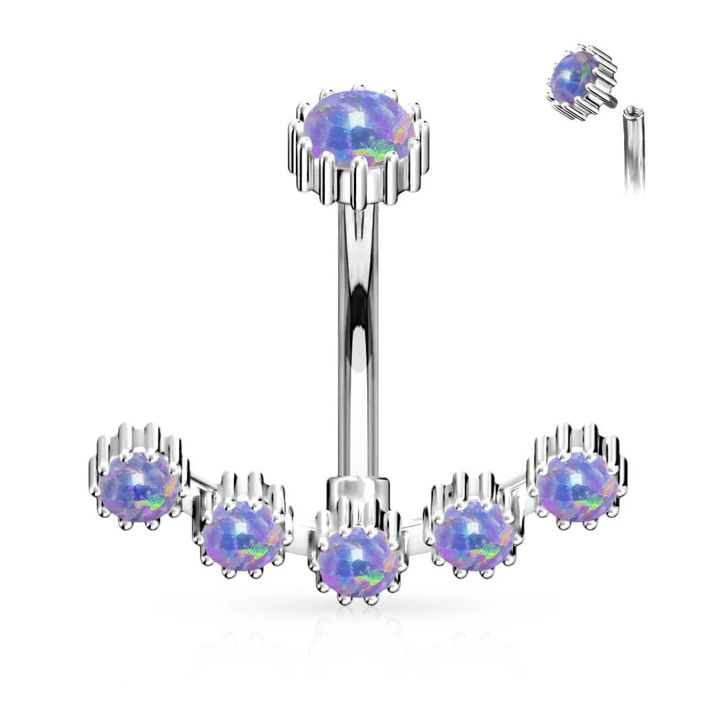 Piercing Nombril Opale Argent Filetage Interne - Image 6
