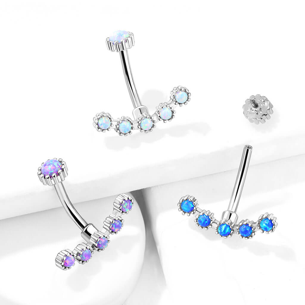 Piercing Nombril Opale Argent Filetage Interne - Image 8