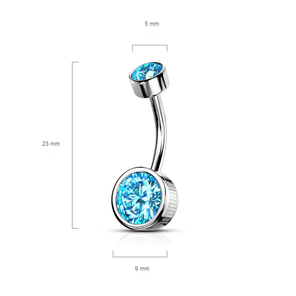Piercing Nombril Zircone Ronde Filetage Interne - Image 3