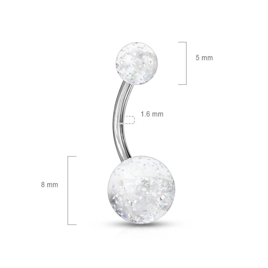 Piercing Nombril Bille Acrylique Ultra Pailletée - Image 2