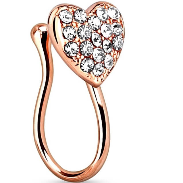 Faux Piercing au nez Cœur Zircone Pliable - Image 3