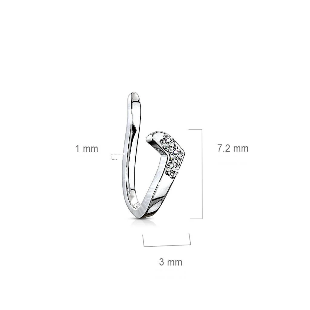 Faux Piercing au nez Ligne en argent zircone Pliable - Image 3