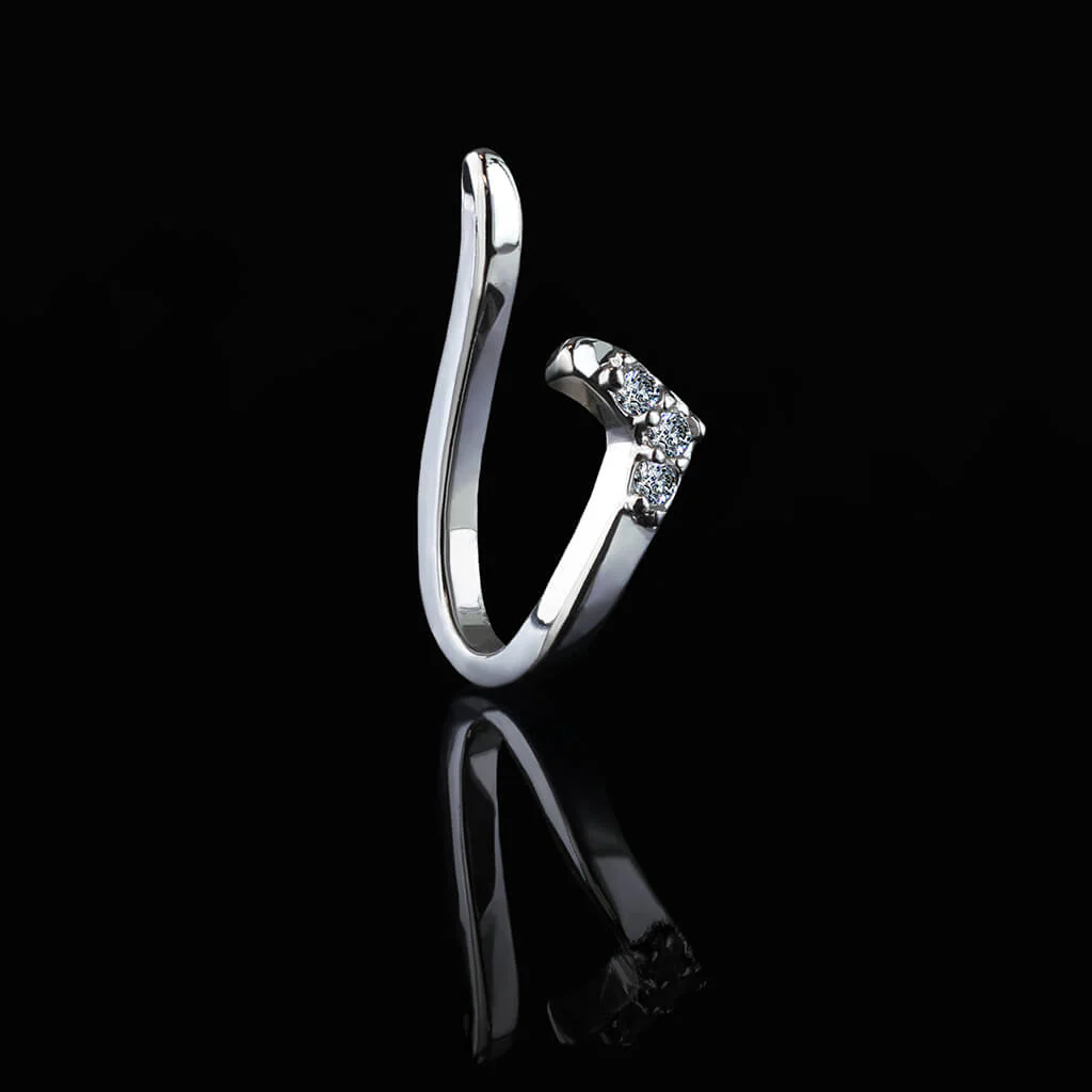 Faux Piercing au nez Ligne en argent zircone Pliable - Image 4