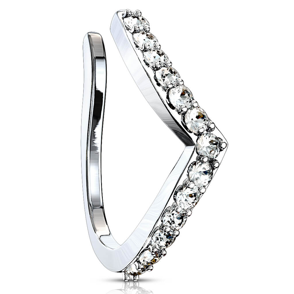 Faux Piercing au nez Ligne Zircone Argent Pliable - Image 2