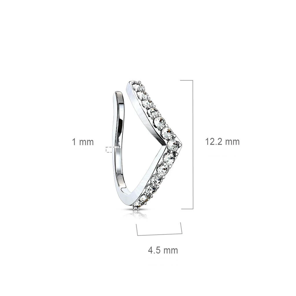 Faux Piercing au nez Ligne Zircone Argent Pliable - Image 3