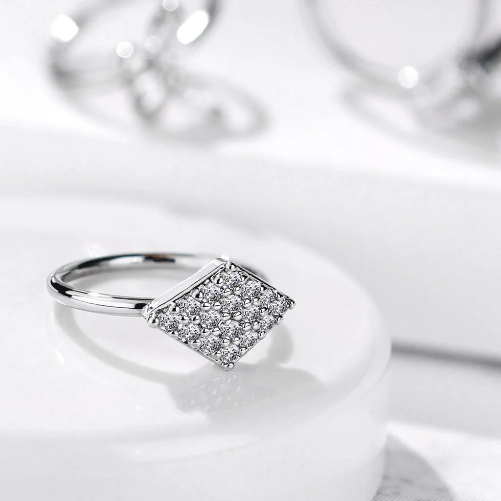 Anneau Losange Zircone Argent Pliable - Image 4
