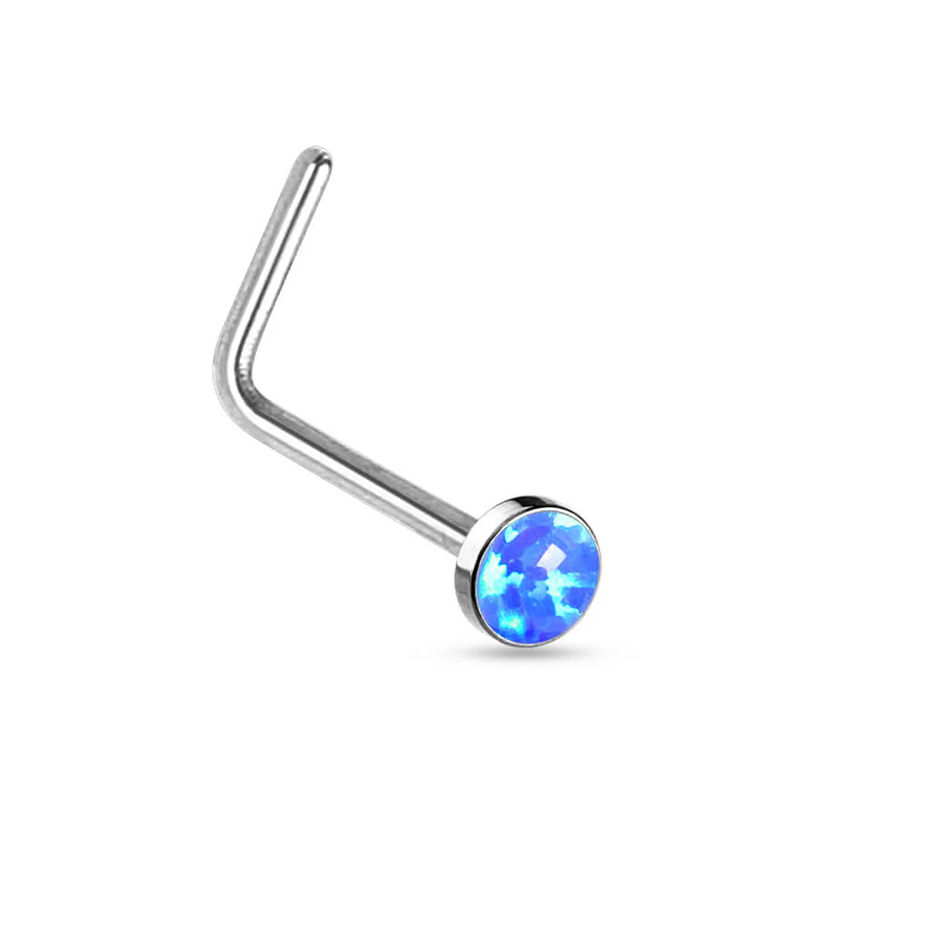 Nez En Forme de L Opale Plate Argent - Image 3