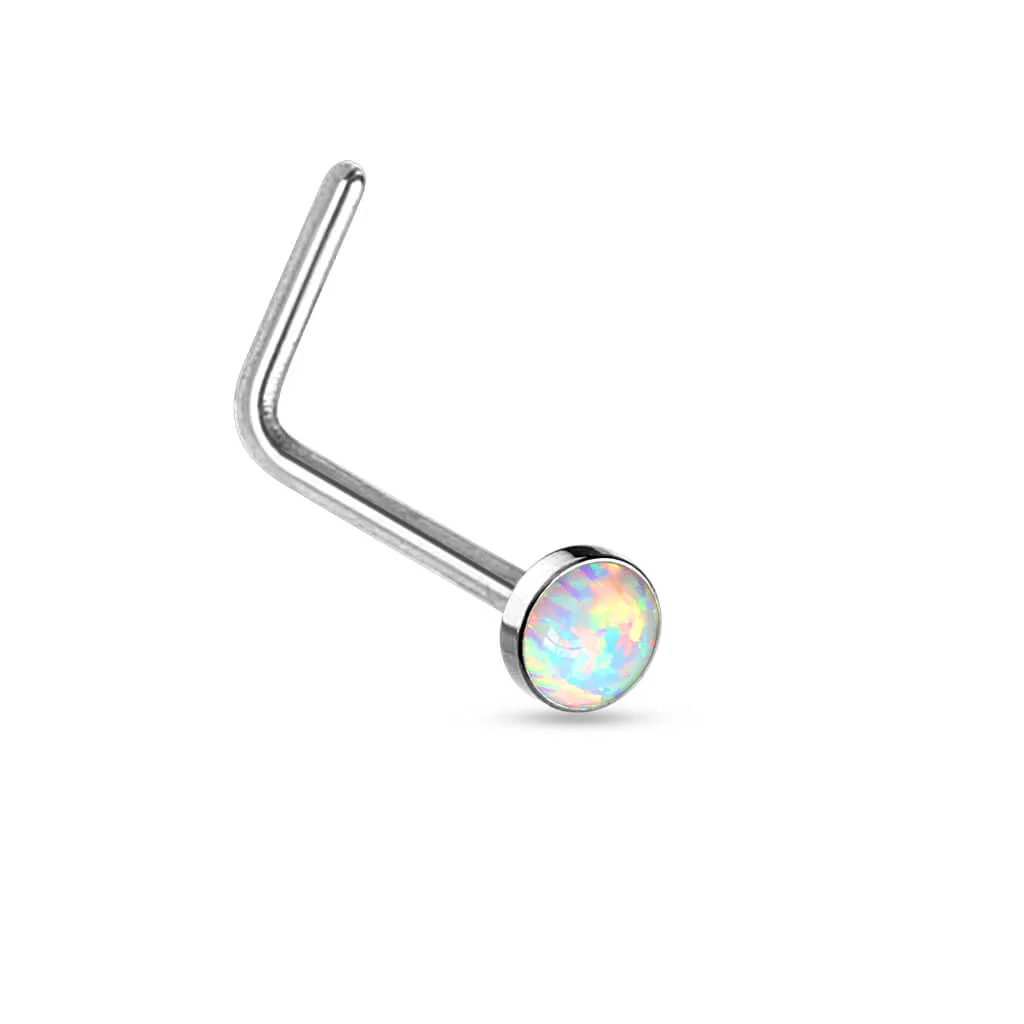 Nez En Forme de L Opale Plate Argent - Image 4