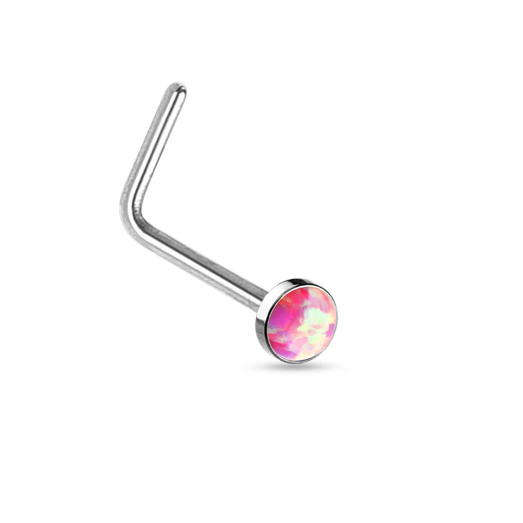Nez En Forme de L Opale Plate Argent - Image 5