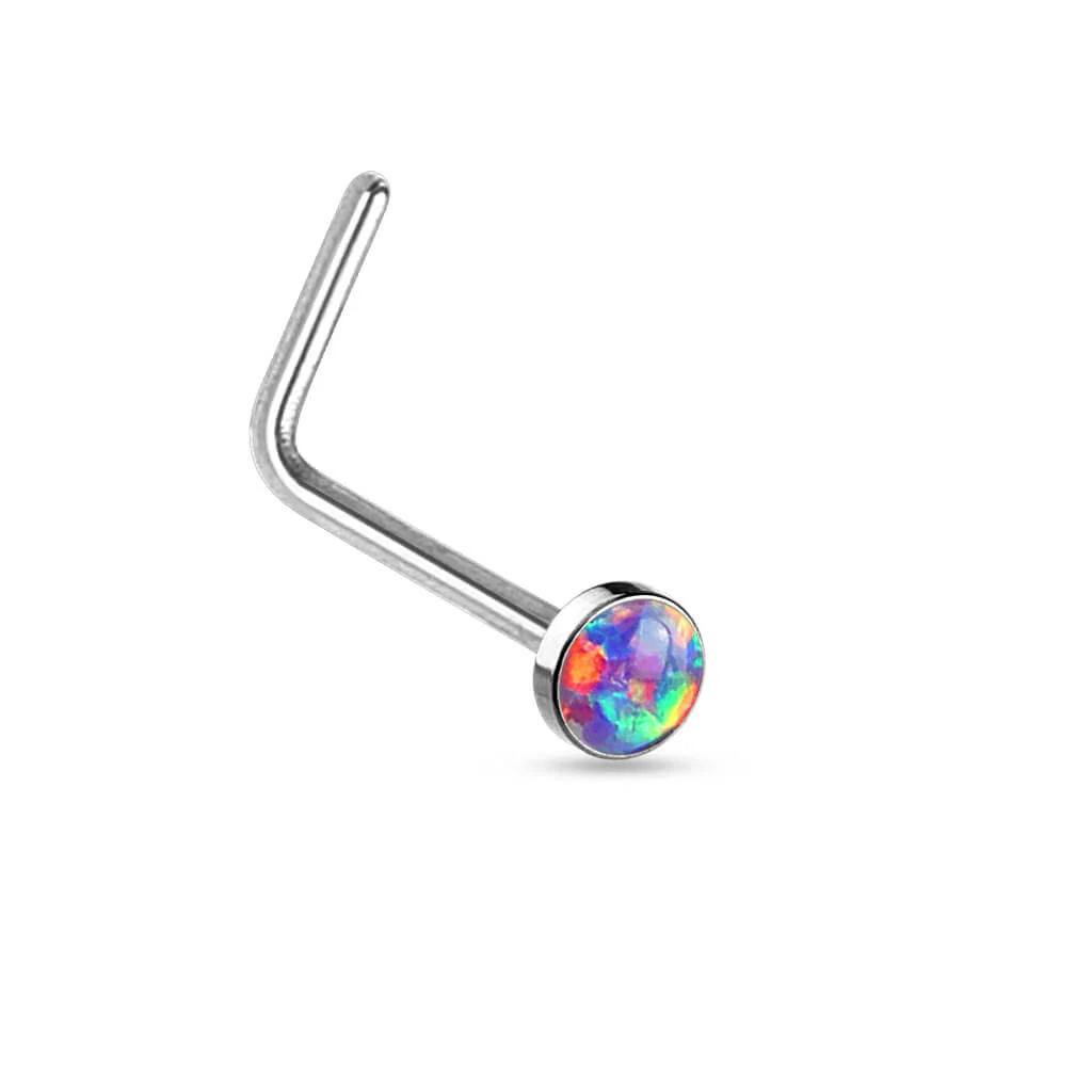 Nez En Forme de L Opale Plate Argent - Image 7
