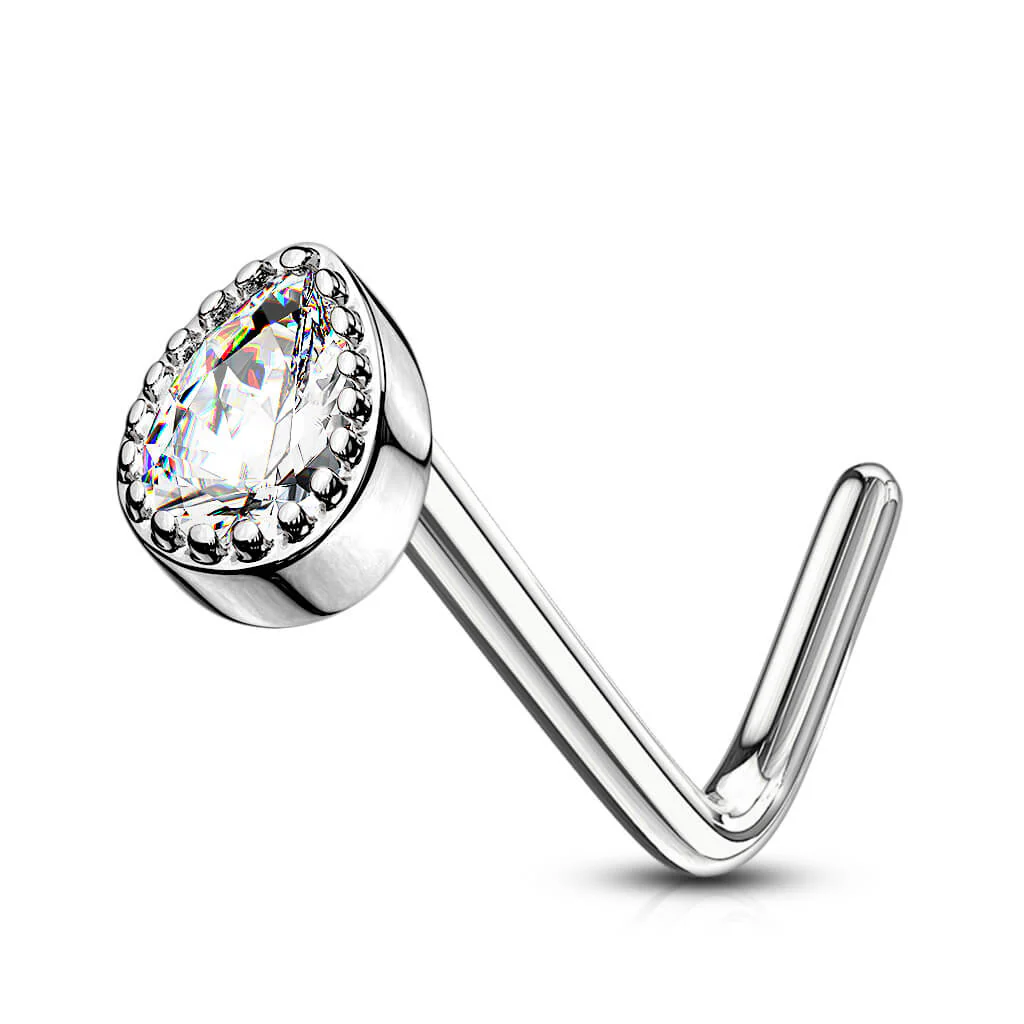 Nez En Forme de L Goutte Zircone Argent - Image 2