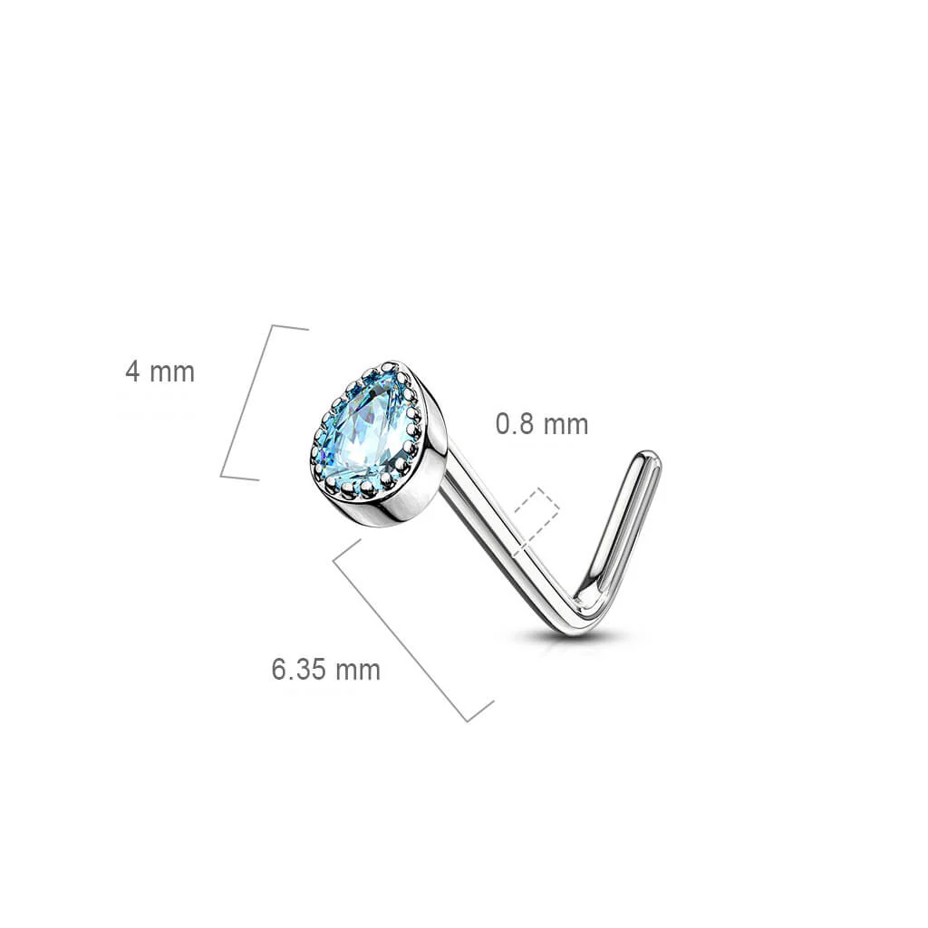 Nez En Forme de L Goutte Zircone Argent - Image 3