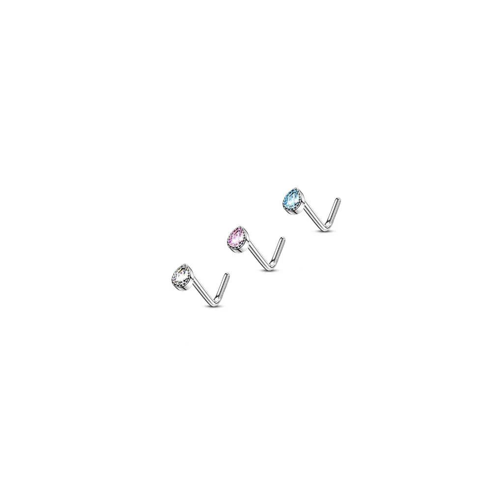 Nez En Forme de L Goutte Zircone Argent - Image 5