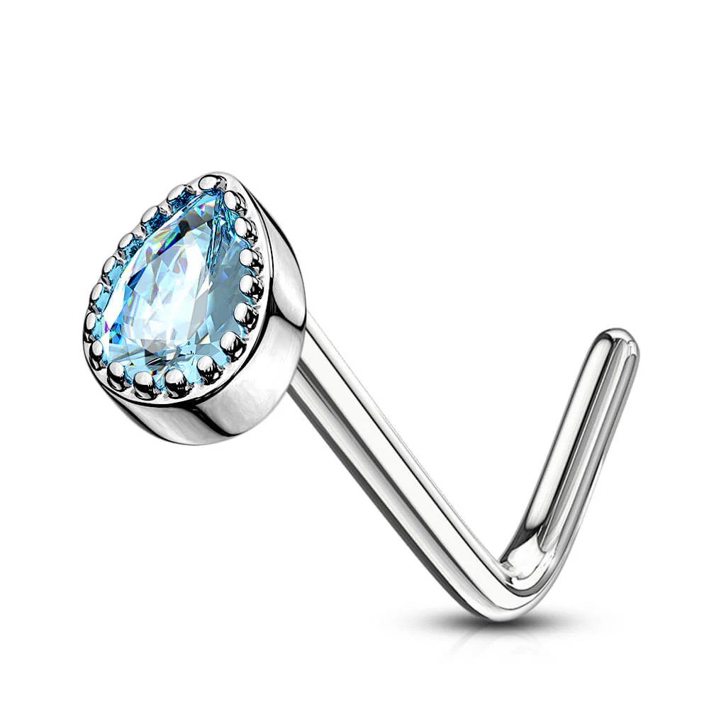 Nez En Forme de L Goutte Zircone Argent - Image 6