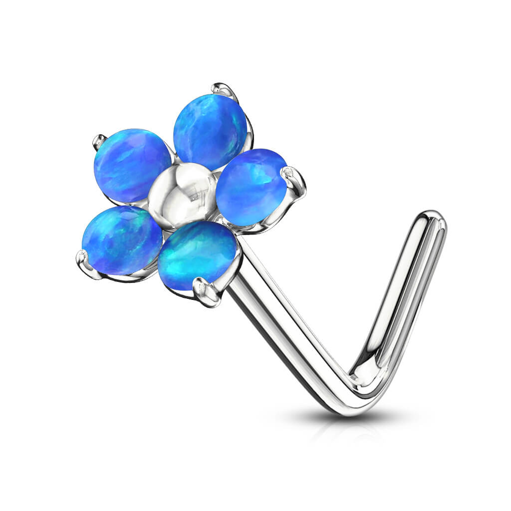 Nez En Forme de L Fleur Opale Argent - Image 2