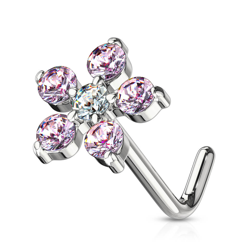Nez En Forme de L Fleur Zircone Argent - Image 4
