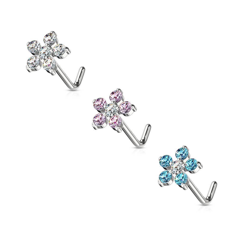 Nez En Forme de L Fleur Zircone Argent - Image 5