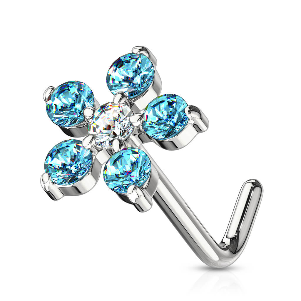 Nez En Forme de L Fleur Zircone Argent - Image 8