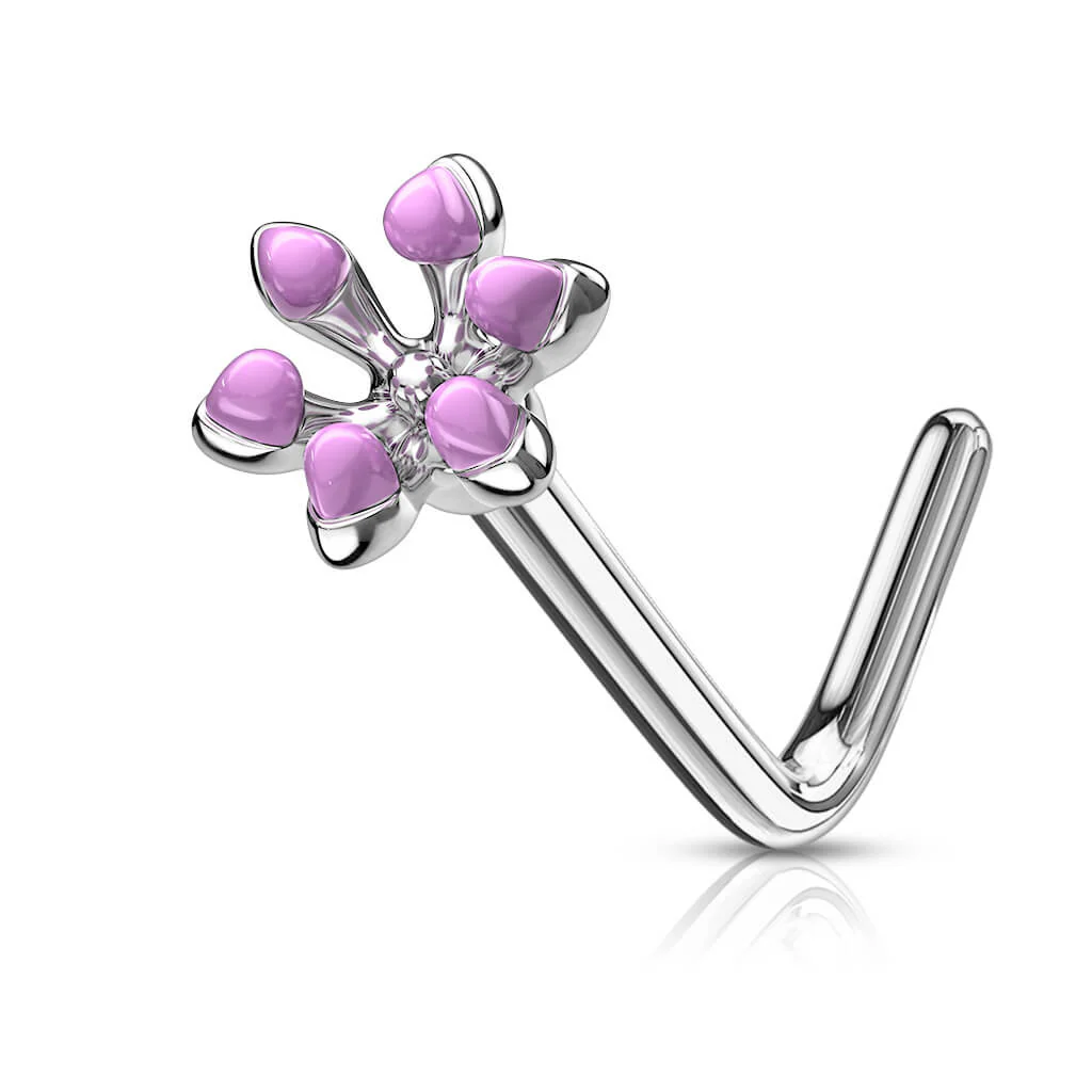 Nez En Forme de L Fleur Argent - Image 2
