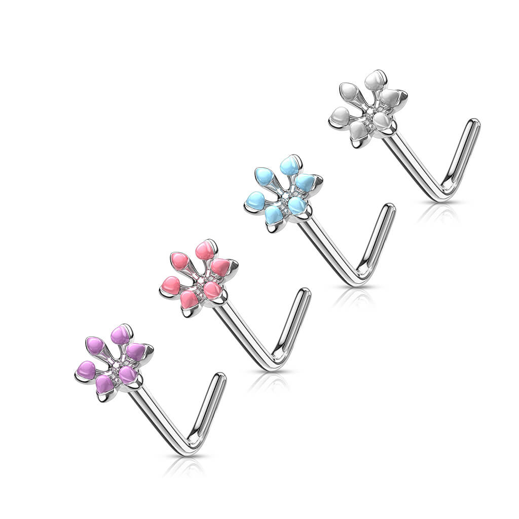 Nez En Forme de L Fleur Argent - Image 5