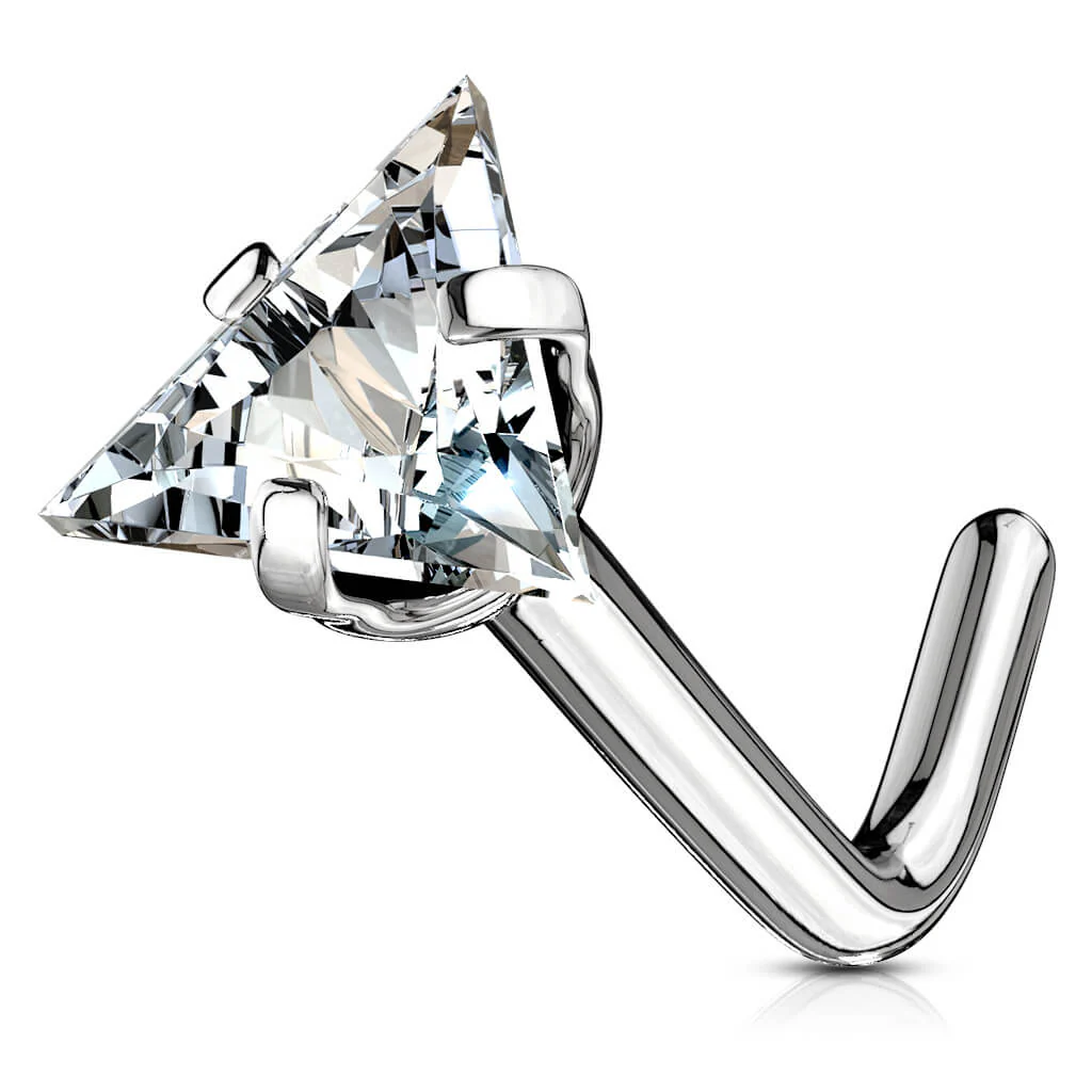Nez En Forme de L Triangle Zircone Argent - Image 2