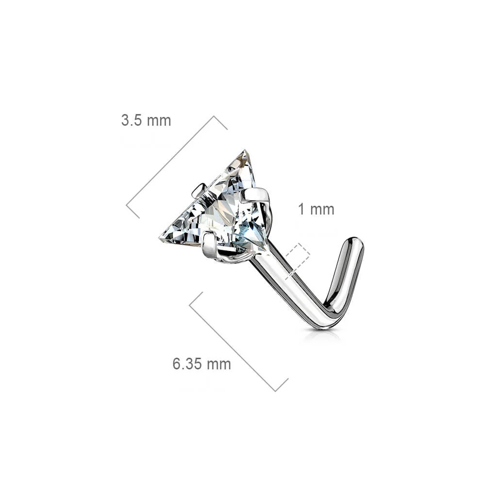 Nez En Forme de L Triangle Zircone Argent - Image 3
