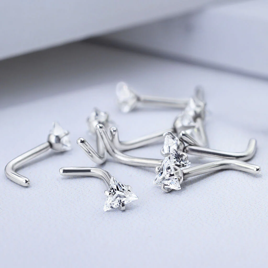 Nez En Forme de L Triangle Zircone Argent - Image 5