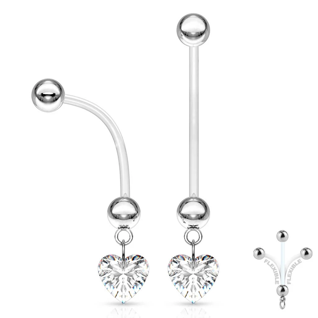 Piercing Nombril Pendentif Zircone Cœur - Image 2
