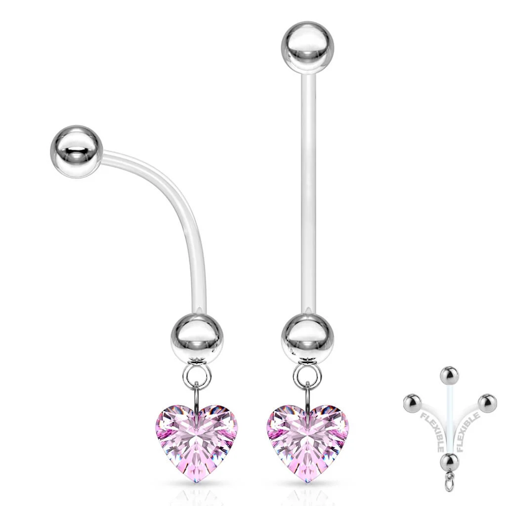 Piercing Nombril Pendentif Zircone Cœur - Image 4